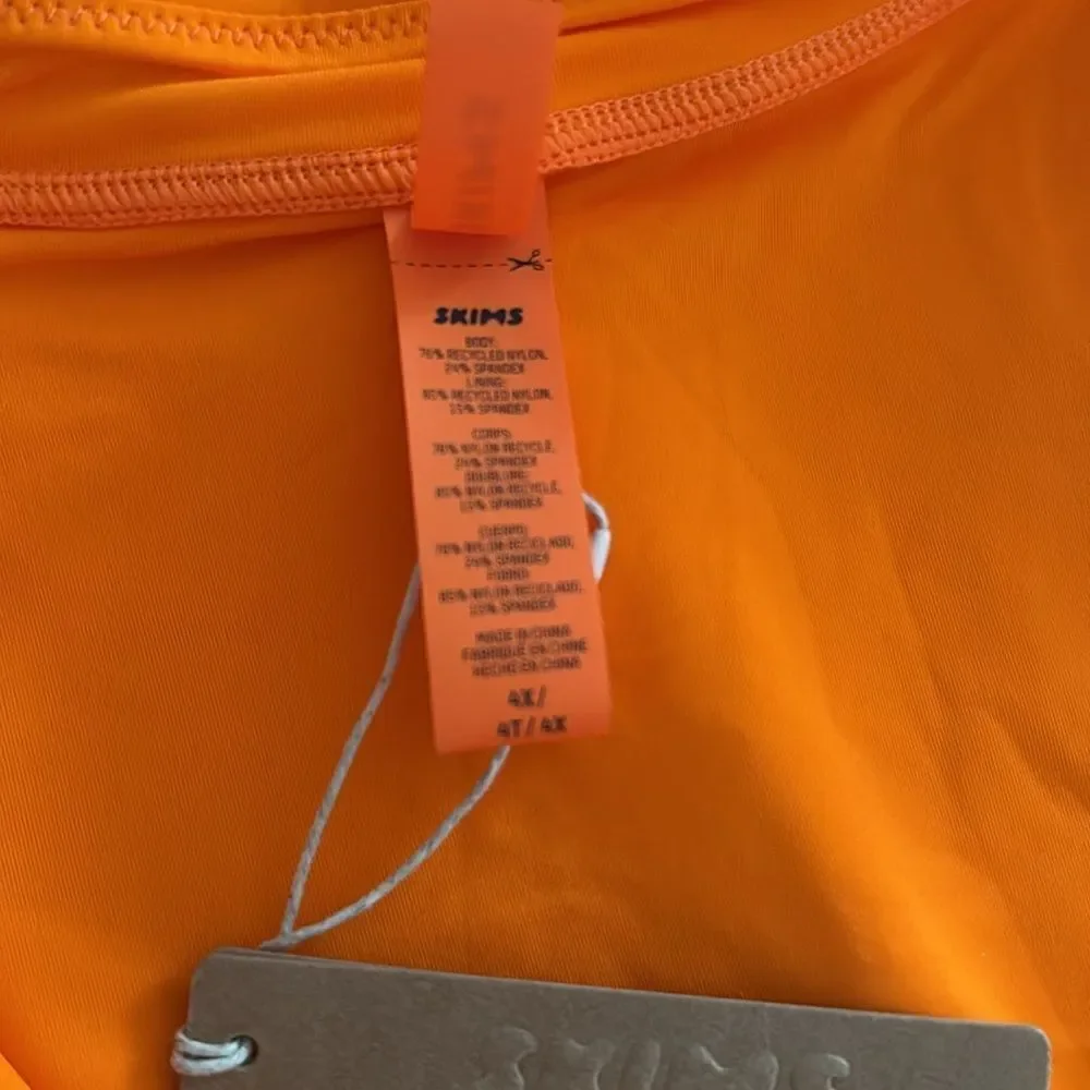 SKIMS Zip Front Sleeveless One Piece Orange NWT